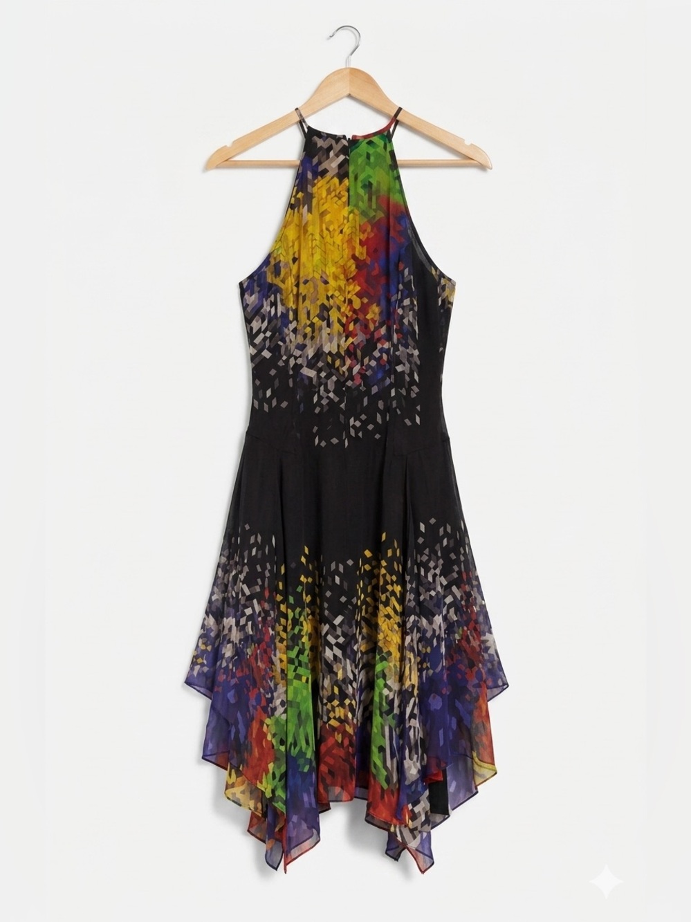 Archival 2009 Jonathan Saunders RUNWAY Multicolor 100% Silk Mosaic Halter Dress
